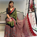 Contemporary Ajrakh Print Saree in Flowing Modal Silk