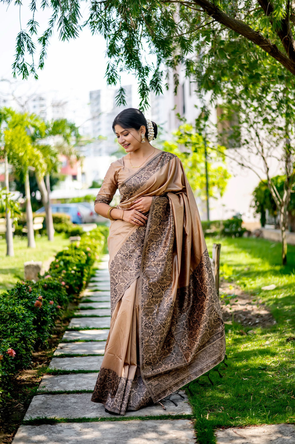 Beige Handloom Silk Saree