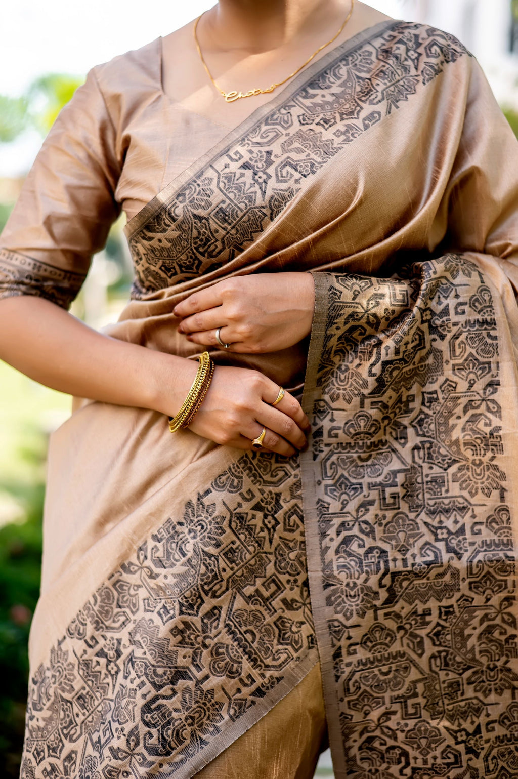 Beige Handloom Silk Saree