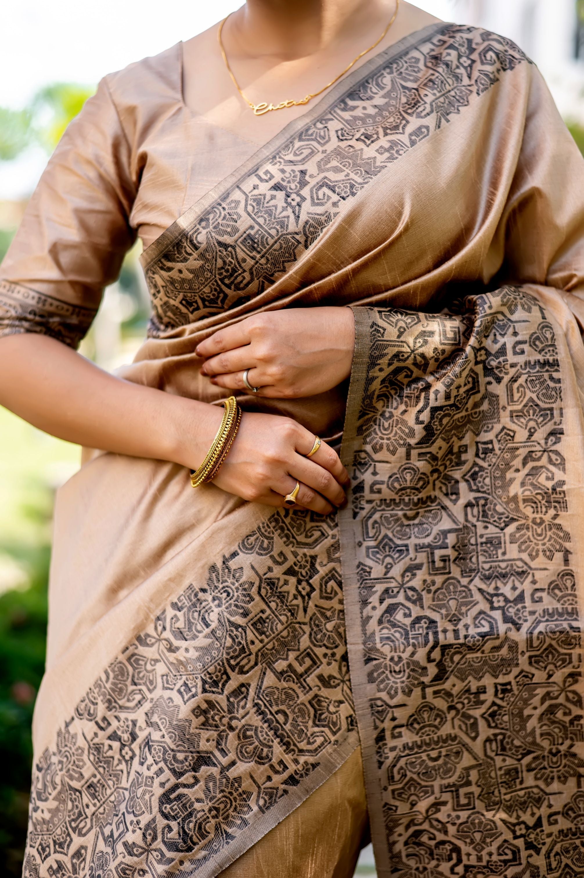 Beige Handloom Silk Saree