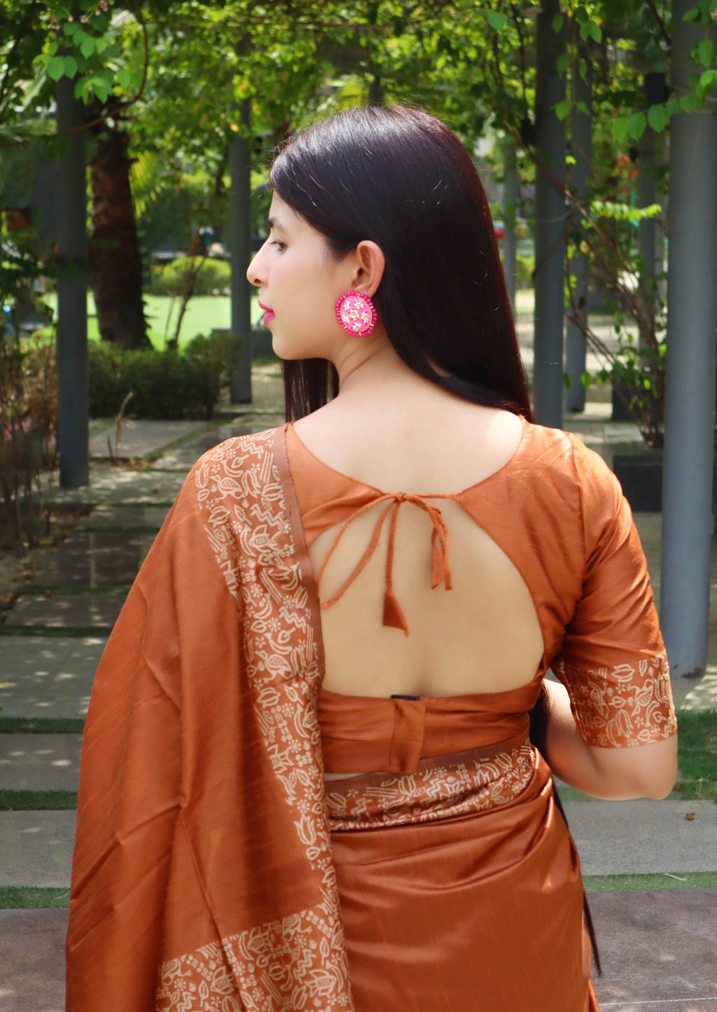 Copper Brown Handloom Raw Silk Saree with Rich Pallu
