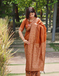 Copper Brown Handloom Raw Silk Saree with Rich Pallu