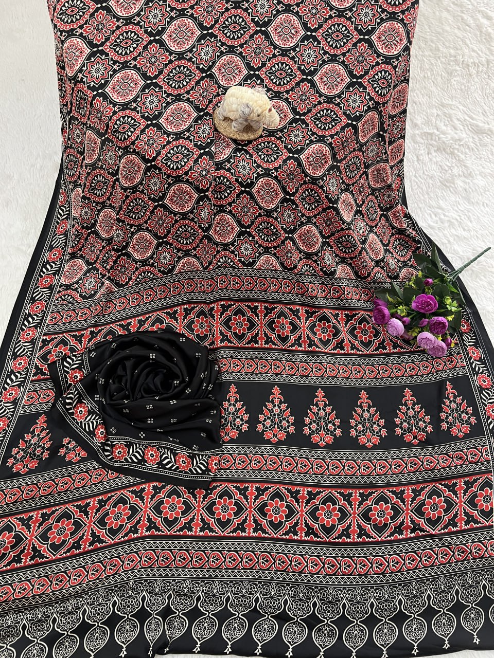 Trendy Ajrakh Saree for Daily & Festive Wear – Black