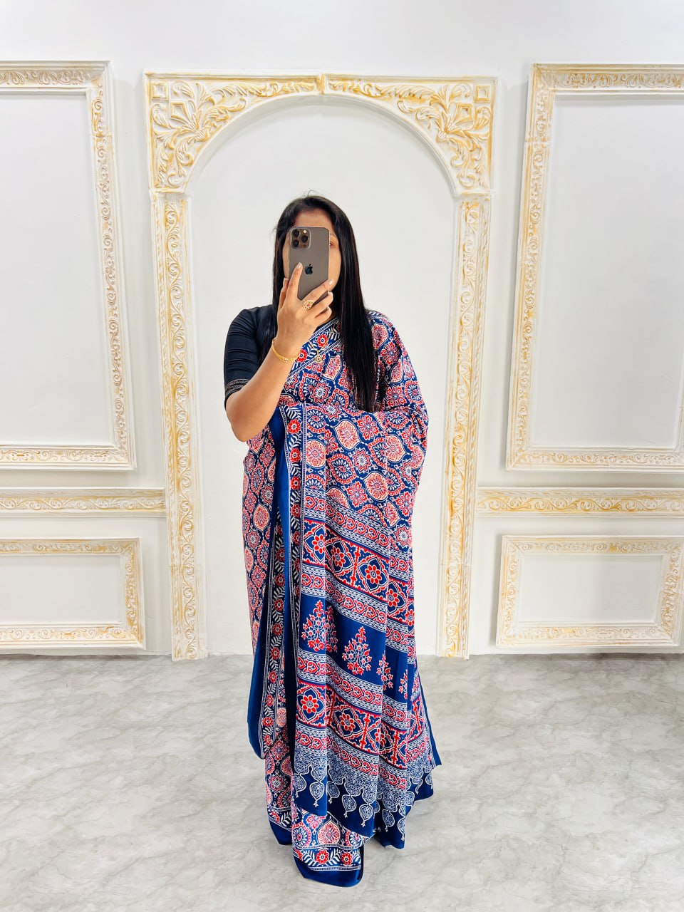 Trendy Ajrakh Saree for Daily & Festive Wear – Blue