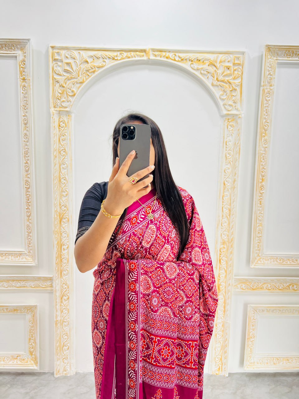 Trendy Ajrakh Saree for Daily & Festive Wear – Wine