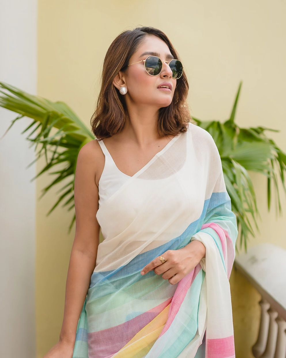 Elegant Digital Print Linen Saree