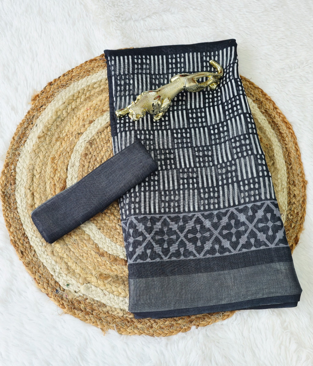 Elegant Black Ajrakh Design Saree for Everyday & Festive Wear