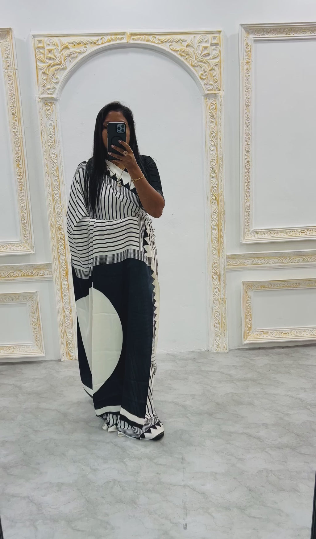 Trendy Pink & Off-White Abstract Print Saree with Modern Design